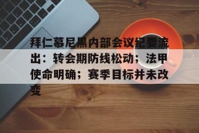 KAIYUNAPP-包含拜仁慕尼黑内部会议纪要流出：转会期防线松动；法甲使命明确；赛季目标并未改变的词条